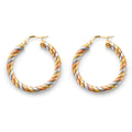14K Yellow White Rose Gold Braided Hoop Earring
