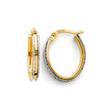 14K Two Tone Gold Sparkling Hoop Earring