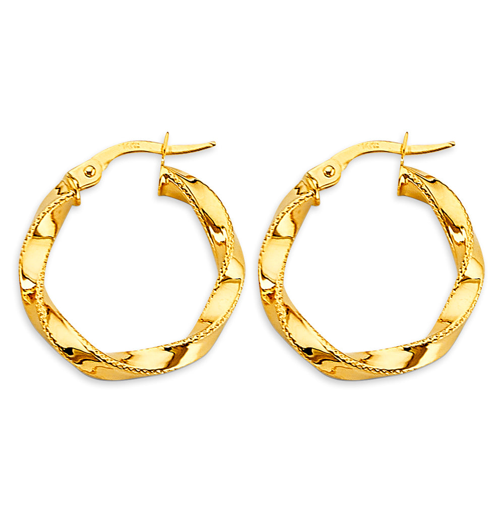 14K Yellow Gold 2.8 mm Twisted Hoop Earring