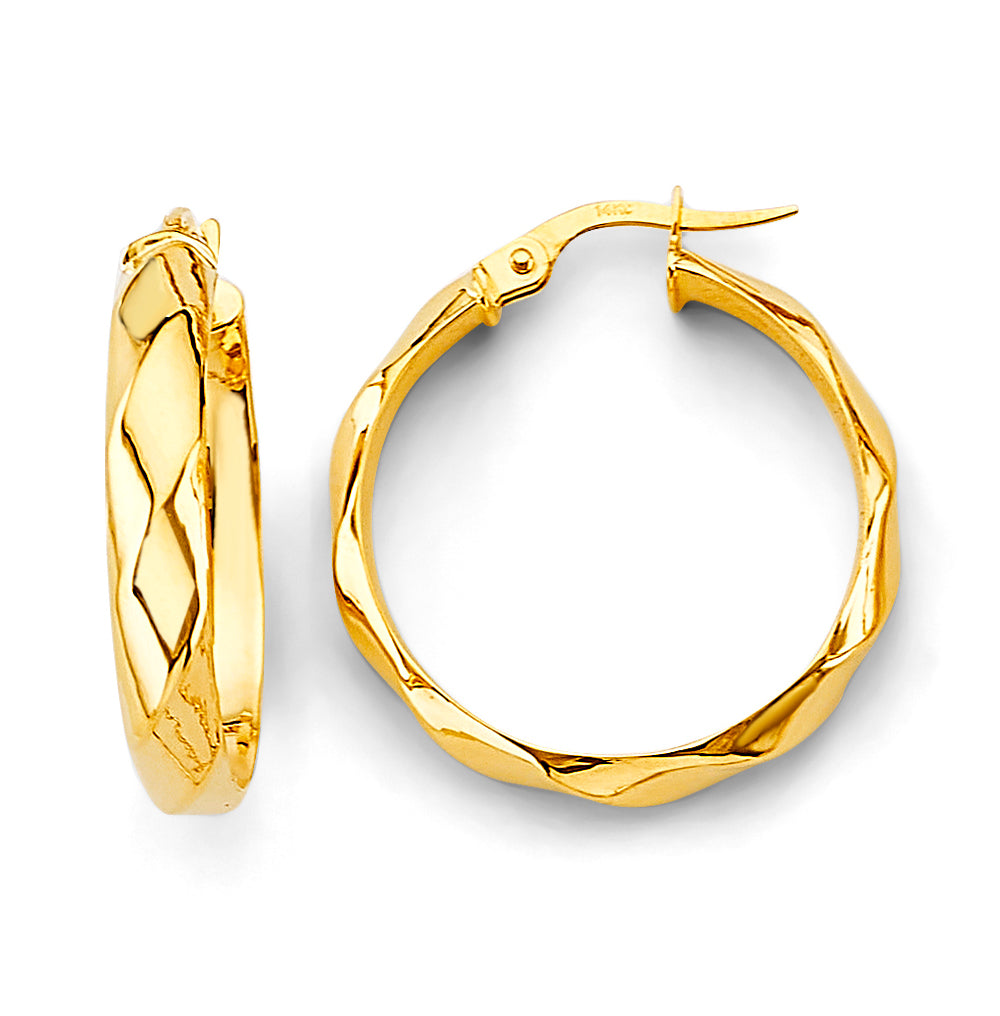 14K Yellow Gold Shiny Hoop Earring