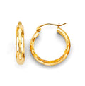 14K Yellow Gold Shiny Diamond Cut Hoop Earring
