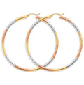14K Yellow White Rose Gold 3 mm Tube Diamond Cut Hoop Earring
