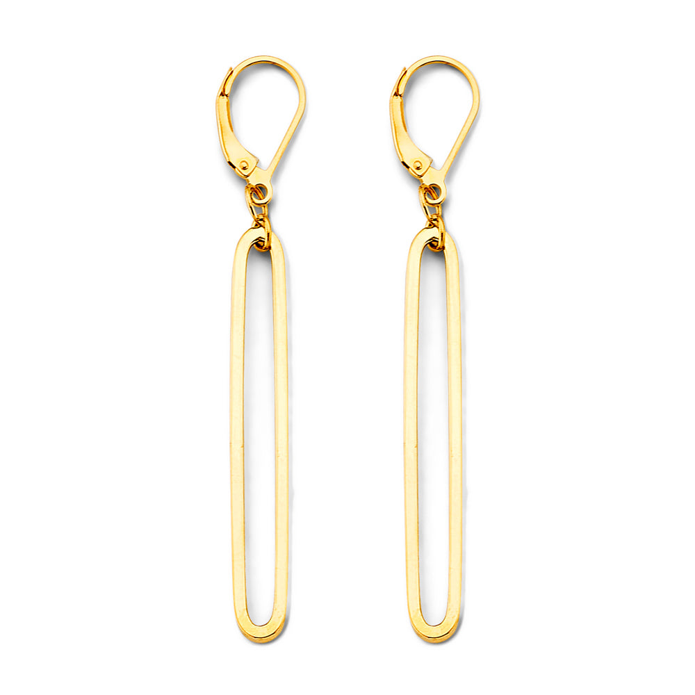 14K Yellow Gold Paperclip Earring (W/ Leverback)