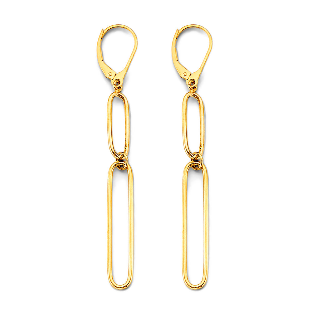 14K Yellow Gold Paperclip Earring (W/ Leverback)