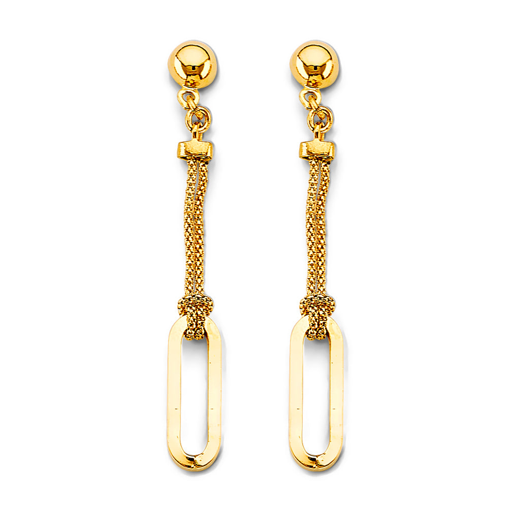 14K Yellow Gold Paperclip Earring (W/ Pushback)