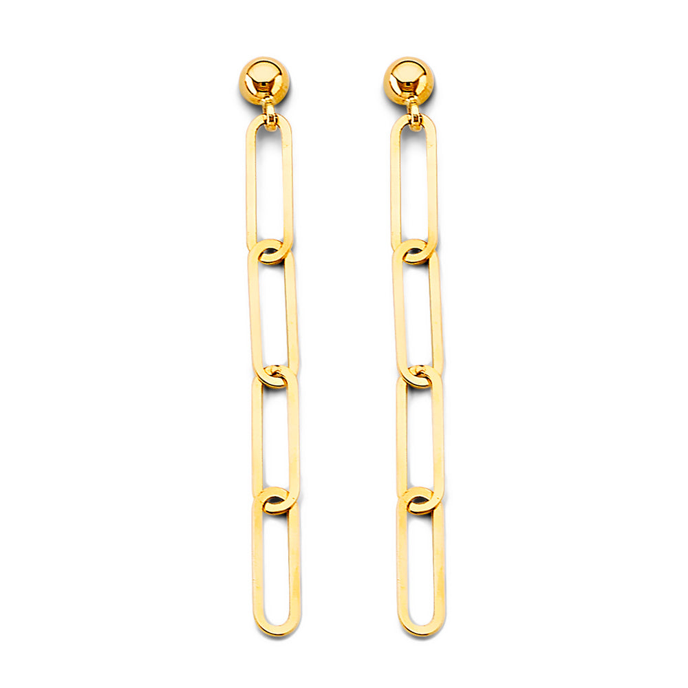 14K Yellow Gold Paperclip Earring (W/ Pushback)