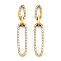 14K Yellow Gold CZ Paperclip Earring (W/ Pushback)