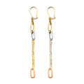14K Yellow White Rose Gold Paperclip Chain Earring (W/ Leverback)