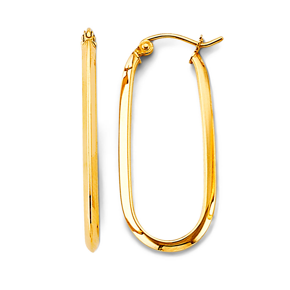 14K Yellow Gold U Shape Hoop Earring