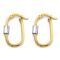 14K Two Tone Gold U Shape Hoop Earring