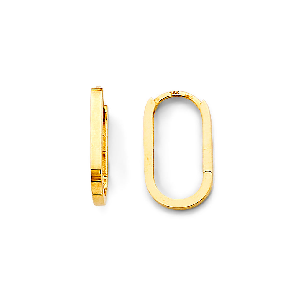14K Yellow Gold Shiny Paperclip Huggies Earring