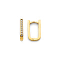 14K Yellow Gold CZ Paperclip Huggies Earring
