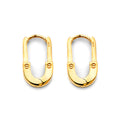 14K Yellow Gold Shiny Paperclip Huggies Earring