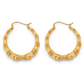 14K Yellow Gold Bamboo Hollow Hoop Earring
