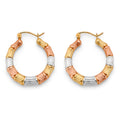 14K Yellow White Rose Gold Hollow Hoop Earring