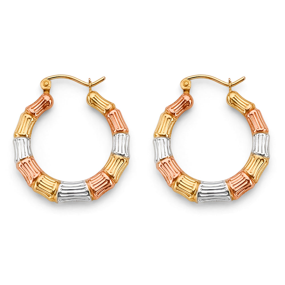 14K Yellow White Rose Gold Hollow Hoop Earring
