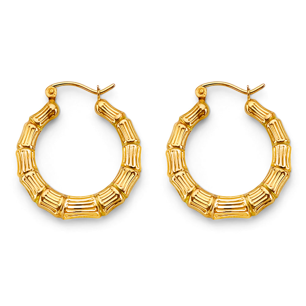 14K Yellow Gold Hollow Hoop Earring