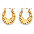 14K Yellow Gold Shiny Hollow Hoop Earring