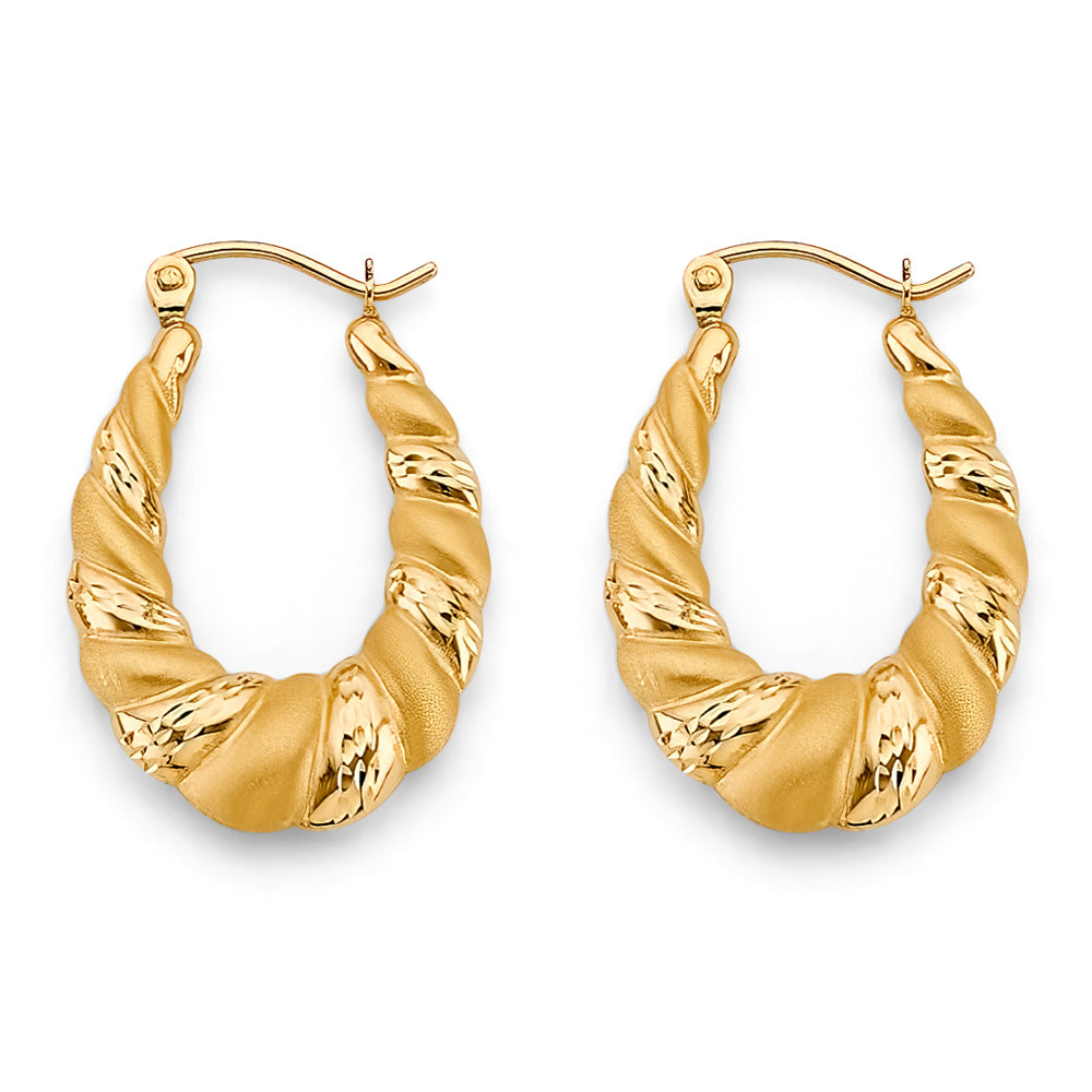 14K Yellow Gold Hollow Hoop Earring