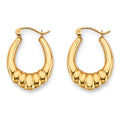 14K Yellow Gold Shiny Hollow Hoop Earring
