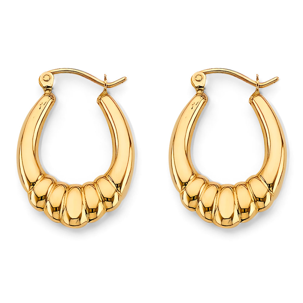 14K Yellow Gold Shiny Hollow Hoop Earring