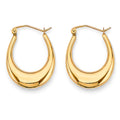 14K Yellow Gold Polish Hollow Hoop Earring
