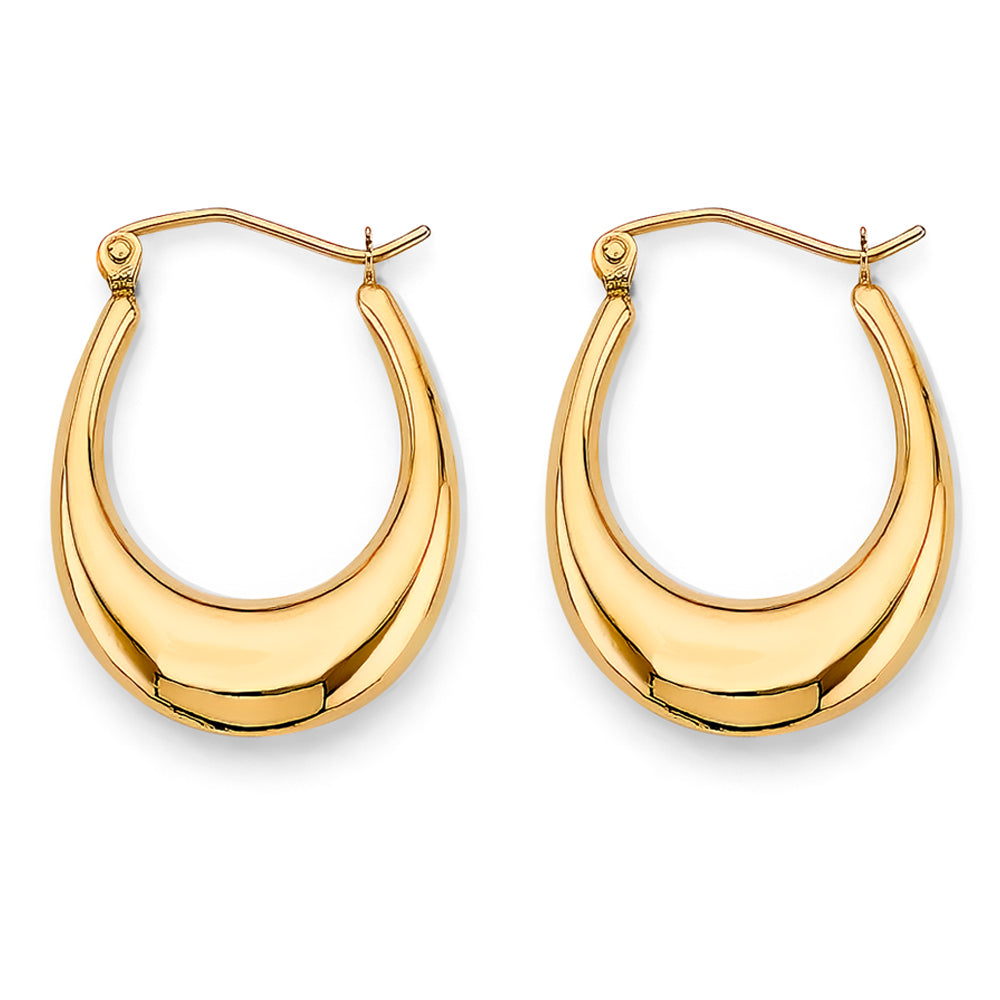14K Yellow Gold Polish Hollow Hoop Earring
