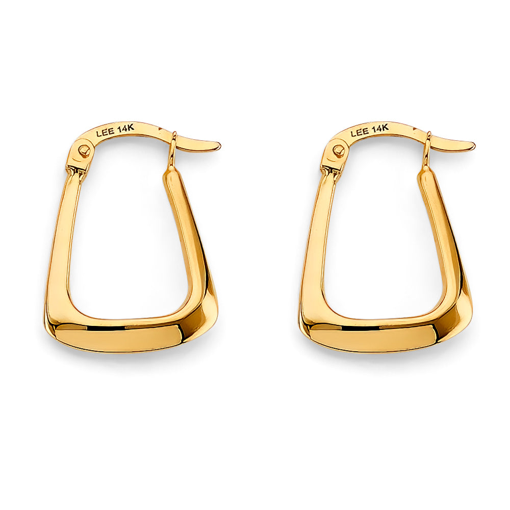 14K Yellow Gold Polish Hollow Hoop Earring