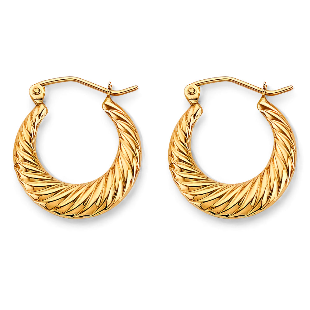 14K Yellow Gold Hollow Hoop Earring