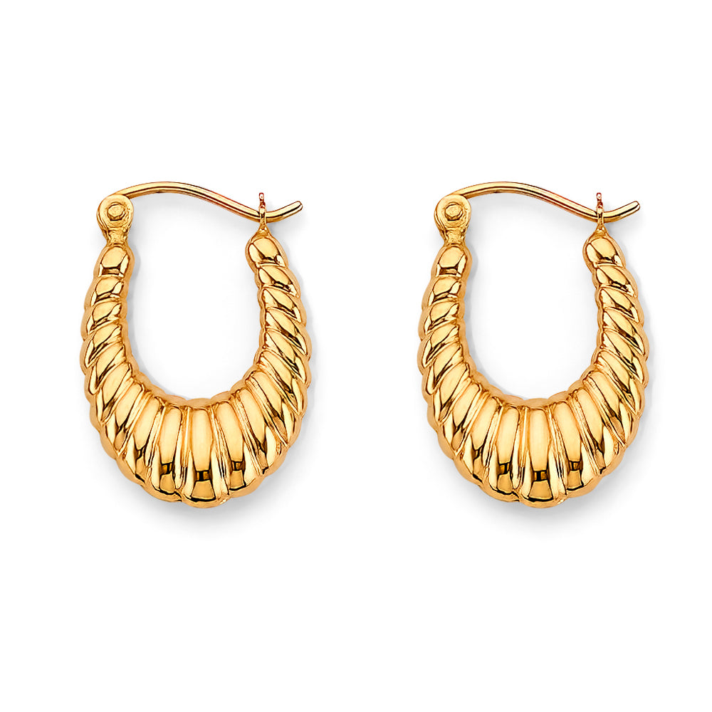 14K Yellow Gold Hollow Hoop Earring