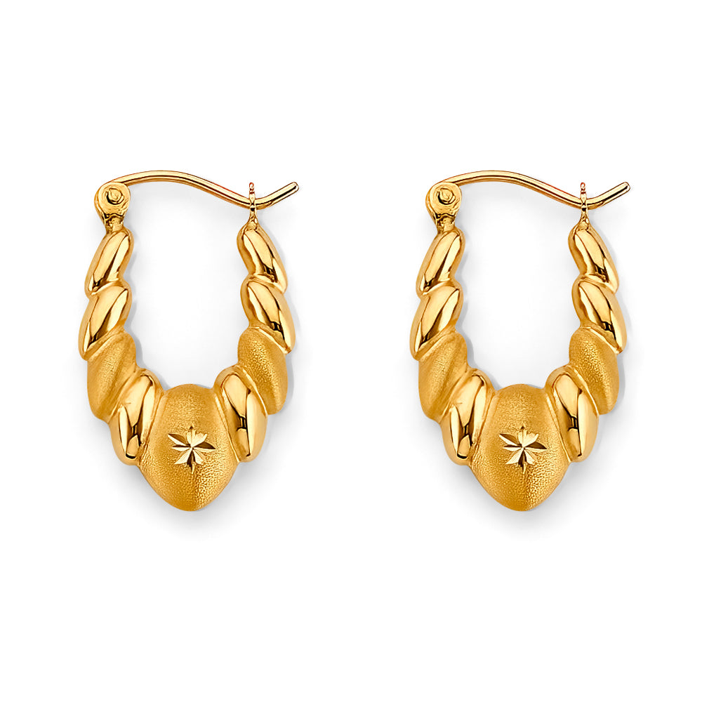 14K Yellow Gold Hollow Hoop Earring