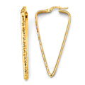 14K Yellow Gold Diamond Cut Triangle Shape Hoop Earring
