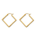 14K Yellow Gold Tube Square Polish Hoop Earring