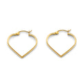 14K Yellow Gold Heart Tube Hoop Earring