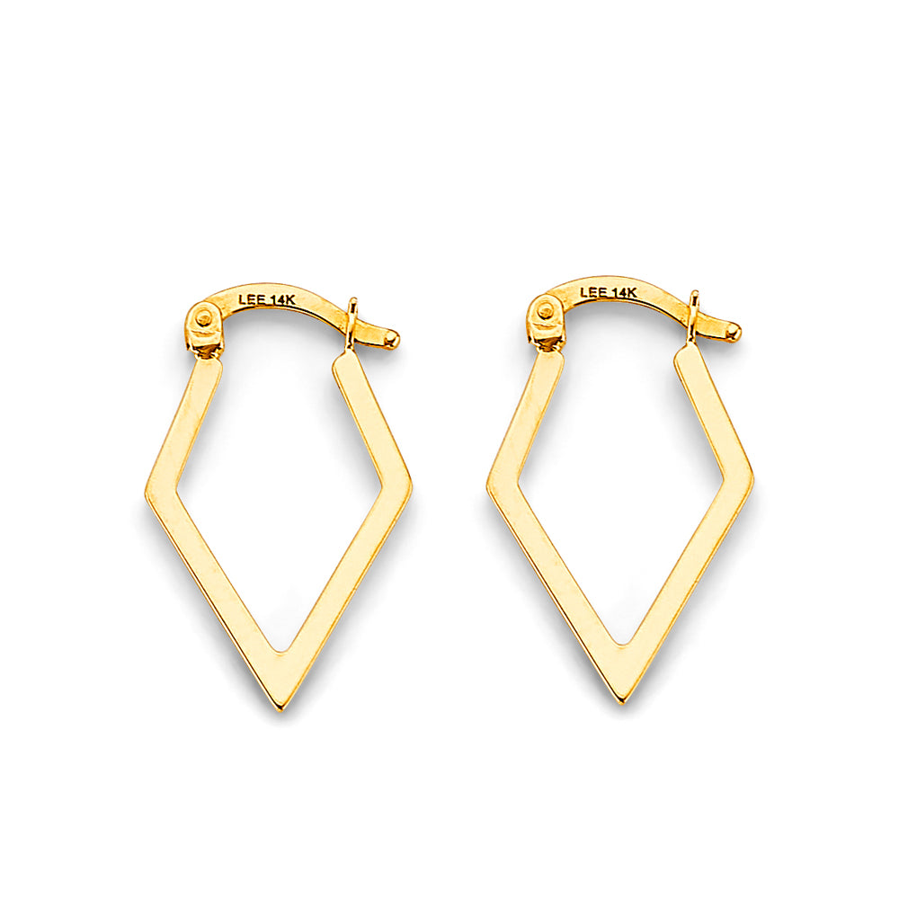 14K Yellow Gold Diamond Shape Hoop Earring