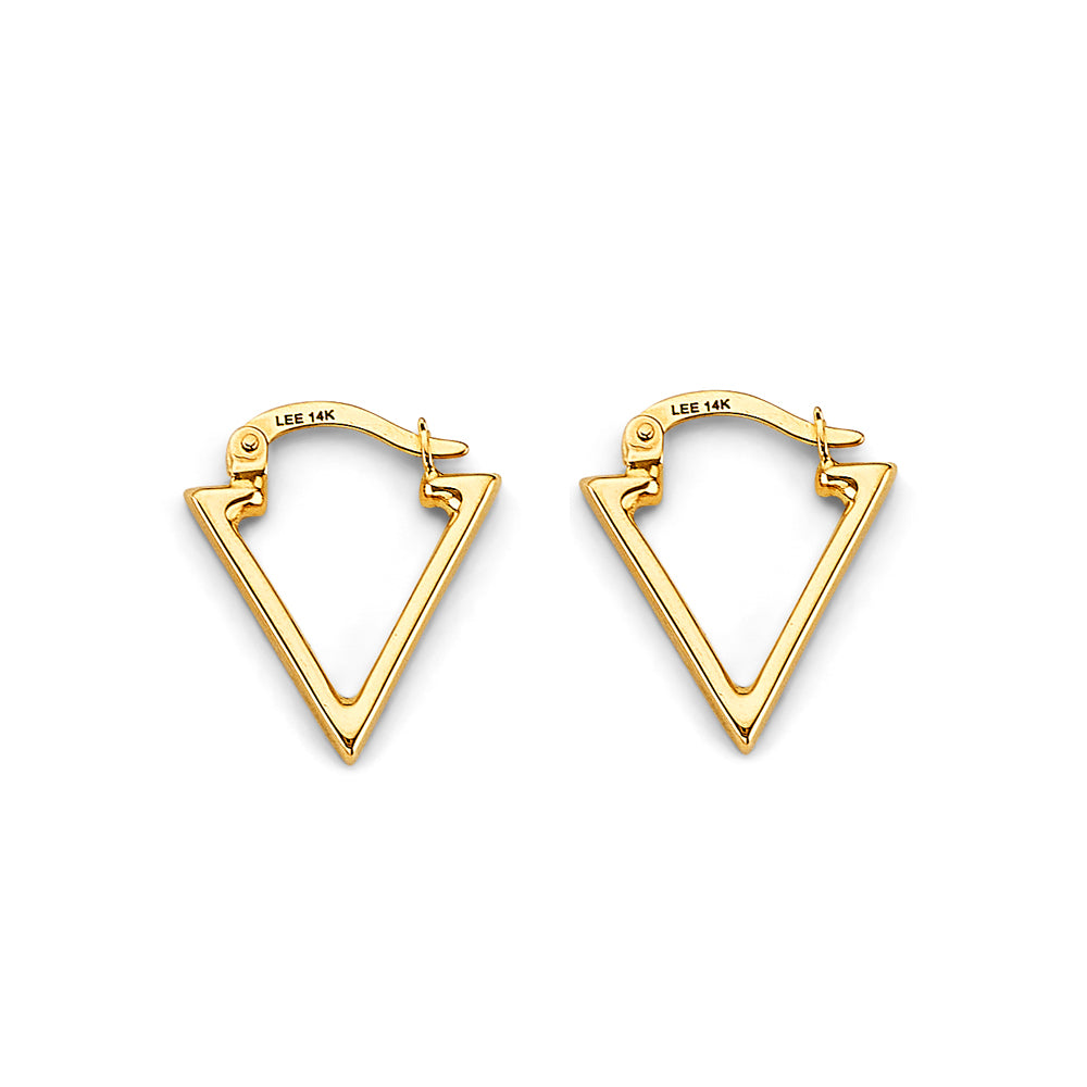 14K Yellow Gold Triangle Shape Hoop Earring