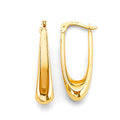 14K Yellow Gold Polish Teardrop Hollow Hoop Earring