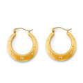 14K Yellow Gold Star Cut Hollow Hoop Earring