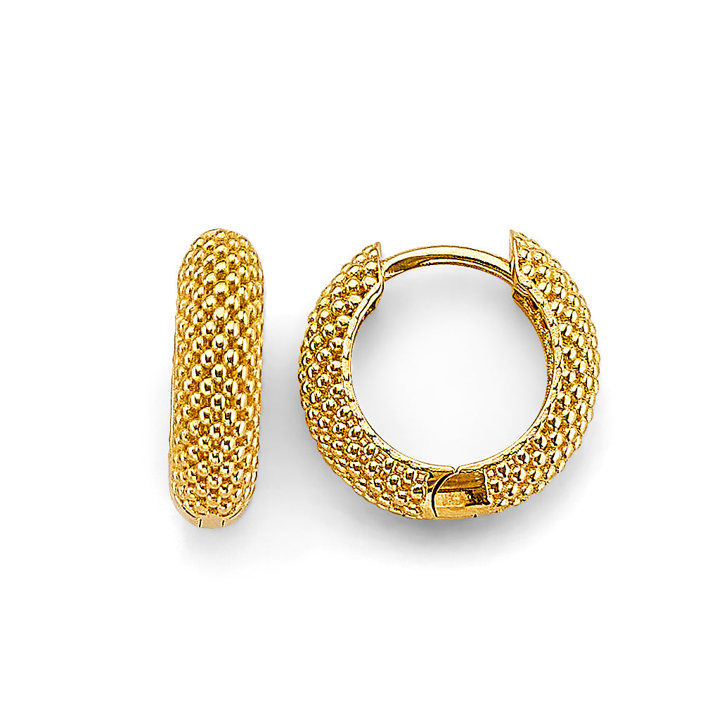 14K Yellow Gold Mesh Huggies Earring