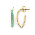 14K Yellow Gold Enamel Open Oval Hoop Earring
