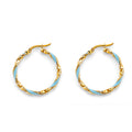 14K Yellow Gold Enamel Twisted Hoop Earring
