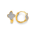 14K Two Tone Gold Clover CZ Huggies