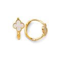 14K Yellow Gold Mop Clover Huggies
