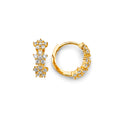 14K Yellow Gold Flower CZ Huggies