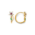 14K Yellow Gold Flower CZ Huggies