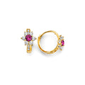 14K Yellow Gold Flower CZ Huggies