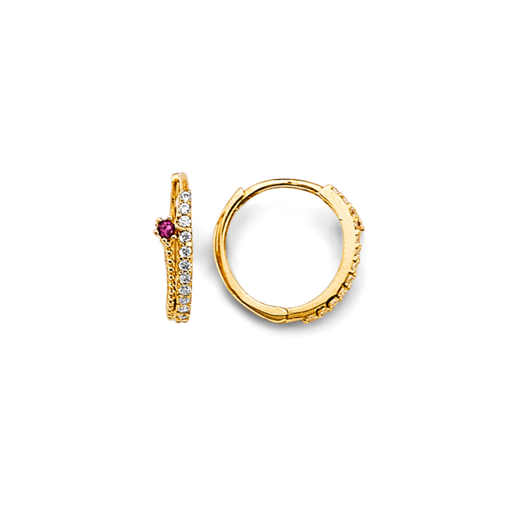14K Yellow Gold CZ Huggies