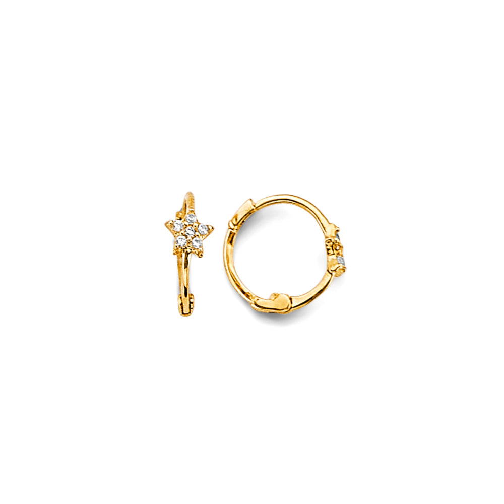 14K Yellow Gold CZ Huggies
