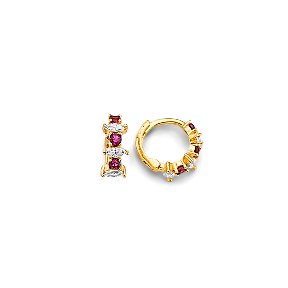 14K Yellow Gold CZ Huggies