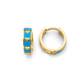 14K Yellow Gold Enamel Heart Huggies